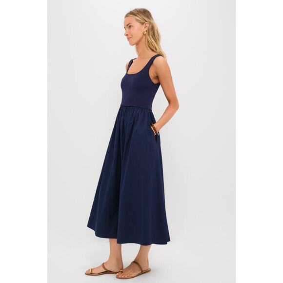 TUCKERNUCK Navy Mixed Media Juliette Dress Size L NWT Retail $168 Tuckernuck - Picture 6 of 7